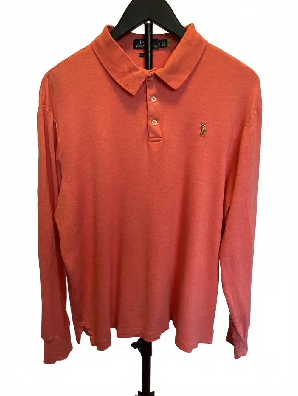 Polo Ralph Lauren Salmon Pink Long Sleeve Polo Size Large